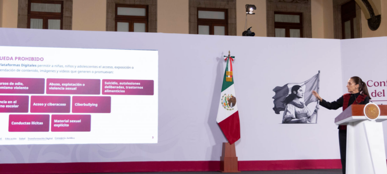 Con decreto, plataformas digitales serán espacios seguros para niños y jóvenes: presidenta Sheinbaum